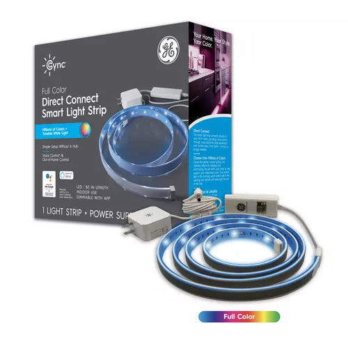 GE Cync Smart LED Light Strip Color Changing WiFi Indoor Strip Light Works with Alexa and Google Home + Power Supply
