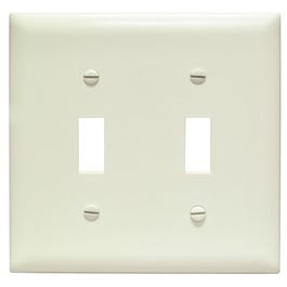 Two Toggle Switch Opening Nylon Wall Plate, Two Gang, Almond