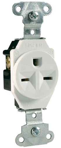 Pass & Seymour 15A 250V Heavy Duty Spec-Grade Single Receptacle, Back and Side Wire, White (15A 250V, White)