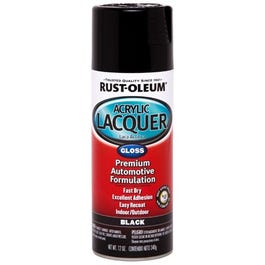 Acrylic Lacquer Spray, Automotive, Black Gloss, 12-oz.