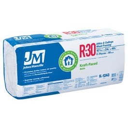 R30 Kraft Batt Fiberglass Insulation, 88 Sq. Ft. Coverage, 10.25 x 24 x 48-In.
