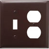 Wall Plate, 1-Toggle & 1-Duplex, Urea, Brown