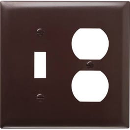 Wall Plate, 1-Toggle & 1-Duplex, Urea, Brown