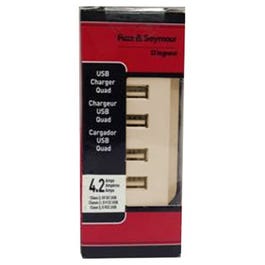 USB Charger, 4-Outlet, Ivory