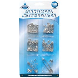 Safety Pins, Assorted  Sizes & Colors, 108-Ct.