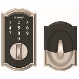 Touch Keyless Deadbolt, Camelot Trim, Satin Nickel