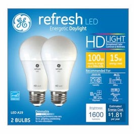 Relax HD LED Light Bulbs, Daylight, 15-Watts, 1,600 Lumens, 2-Pk.