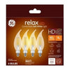 Relax HD LED Candelabra Light Bulbs, Clear, Soft White, 300 Lumens, 4-Watts, 4-Pk.