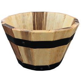 Wood Barrel Wood Planter, 10 x 6-In.