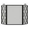 Fireplace Screen, Diamond-Style, Black, 3-Panel