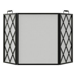 Fireplace Screen, Diamond-Style, Black, 3-Panel