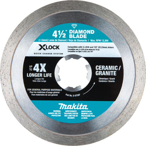 Makita X‑LOCK 4‑1/2 Continuous Rim Diamond Blade for Ceramic and Granite Cutting