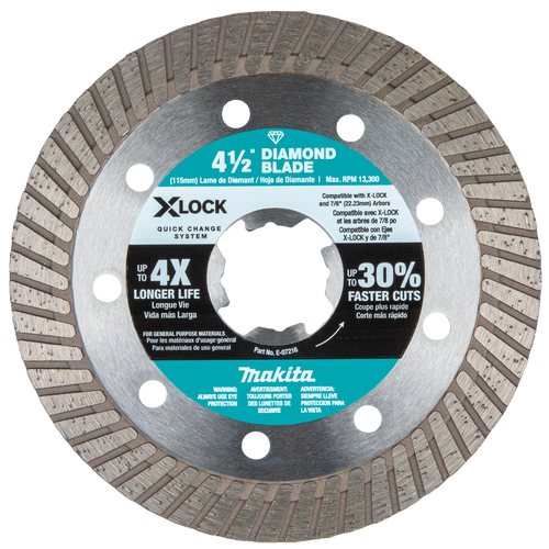 Makita X‑LOCK 4‑1/2 Turbo Rim Diamond Blade for Masonry Cutting