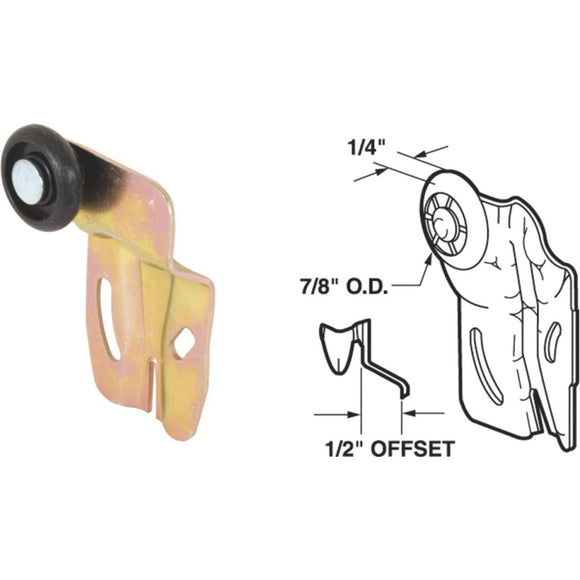 Prime-Line 1/2 In. Offset Adjustable 2-1/4 In. H. Single Wheel Bypass Door Roller (2-Count)