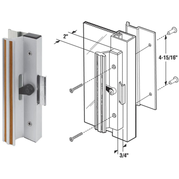 Prime-Line Aluminum Surface Mounted Clamp Sliding Patio Door Handle Set