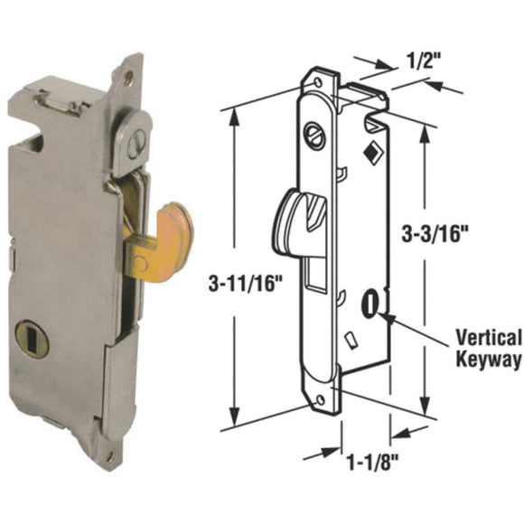 Prime-Line Sliding Patio Door Steel Vertical Mortise Patio Door Lock