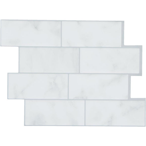 Smart Tiles 8.83 In. x 11.56 In. Glass-Like Plastic Backsplash Peel & Stick, Metro Carrera Subway Tile