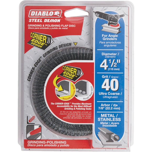 Diablo Steel Demon 4-1/2 In. x 7/8 In. 40-Grit Type 29 Corner-Edge Angle Grinder Flap Disc