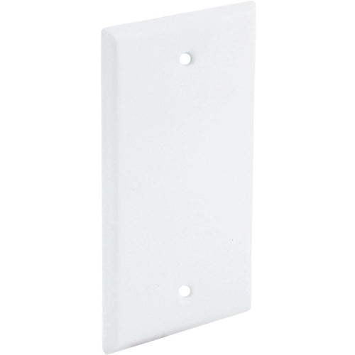 Bell Single Gang Rectangular Die-Cast Metal White Blank Outdoor Box Cover, Carded