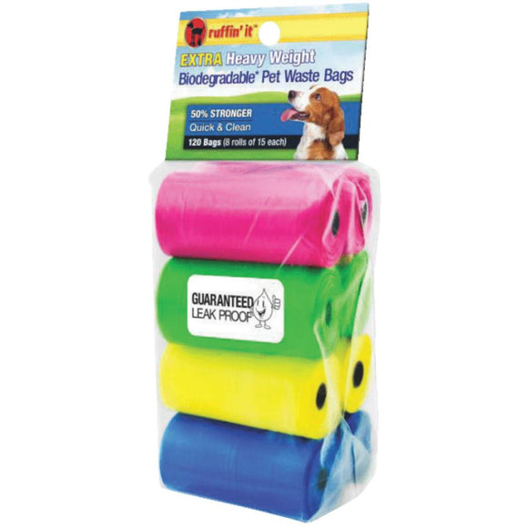 Ruffin' it 11 In. W. x 13.78 In. H. Multi-Color Pet Waste Bag (120-Pack)