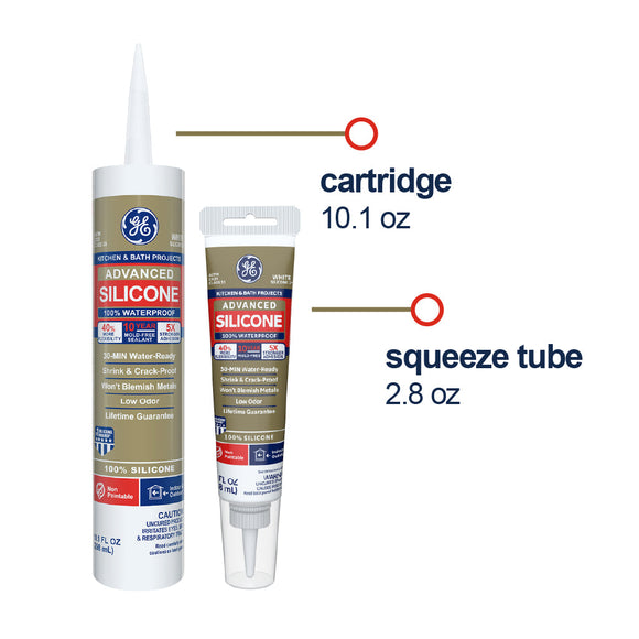 GE Sealants Advanced Silicone 2® Kitchen & Bath Sealant 10.1 Oz. White (10.1 Oz., White)