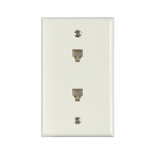 Amertac Zenith Zenith Flush Mount Dual Telephone Wallplate, White 4-1/2 in L x 2-3/4 in W (4-1/2 x 2-3/4)