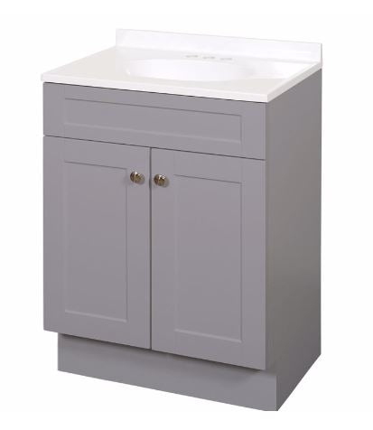 Zenna Home Shaker 2 Door Vanity Combo (Cool Gray | 24 in W, 18 in D, 35 in H | SBC24GY)