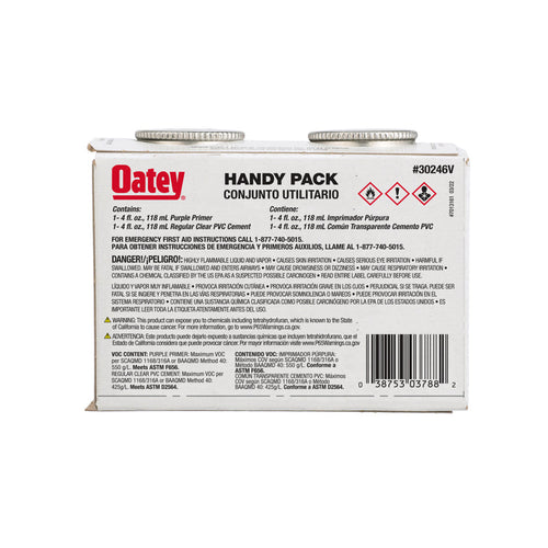 Oatey® PVC Regular Bodied Fast Set Clear Cement and Purple Primer Handy Pack (4 oz)