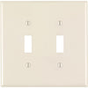 Leviton 2-Gang Thermoplastic Nylon Mid-Way Toggle Switch Wall Plate, Light Almond