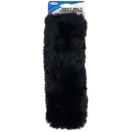 Seat Belt Comforter, Black Simulated Sheepskin