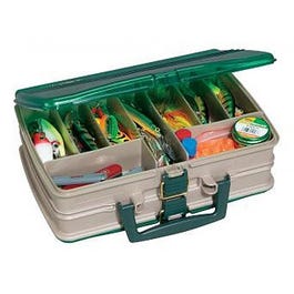 Tackle Box, Satchel-Style, 20-Compartment, Sandstone/Green