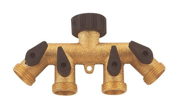 Landscapers Select Brass 4-Way Faucet Manifold