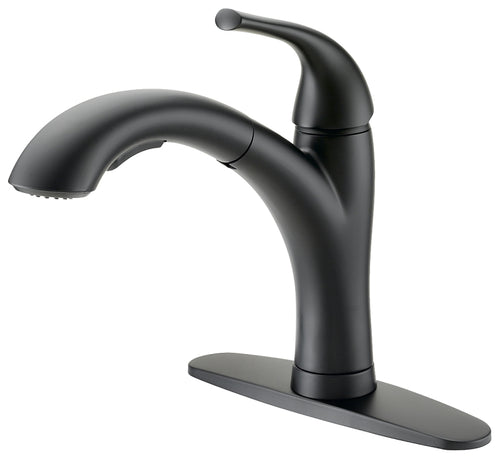 Boston Harbor Pull Out Kitchen Faucet 1.8 gpm 1-Handle, 1, 3-Faucet Hole Metal/Plastic Deck Matte black