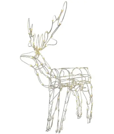 Santas Forest 36888 Standing Buck, 12 in W, PVC/Metal, Clear, Mini String LED Bulb