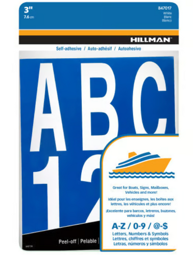 Hillman Adhesive Letter & Number Pack White (3)