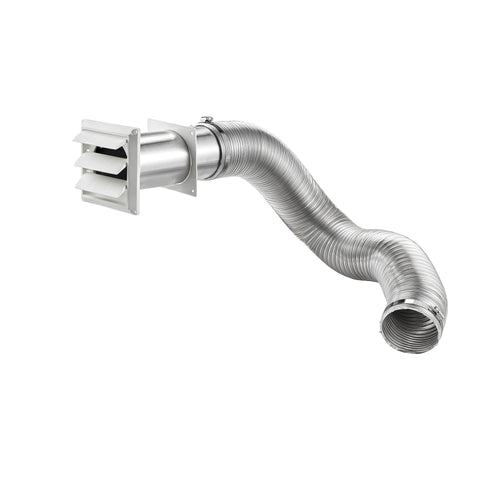 Lambro 4″ x 8′ UL 2158A Semi-Rigid Transition Duct Louvered Vent Kit – Item #313WUL (Replacement # 1379W-R)