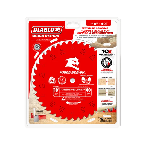 Diablo 10 x 40-Teeth Wood Demon™ Ultimate General Purpose Carbide Saw Blade for Wood