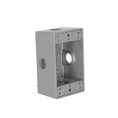 Bell 1-Gang Weatherproof Box, Five 1/2 in. Threaded Outlets, Gray