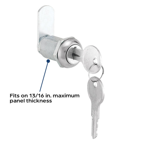 Prime-Line 13/16 in. Drawer and Cabinet Lock, Chrome Finish, Keyed Different (Single Pack)