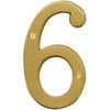 Hy-Ko Prestige Series 4 In. Brushed Brass House Number Six