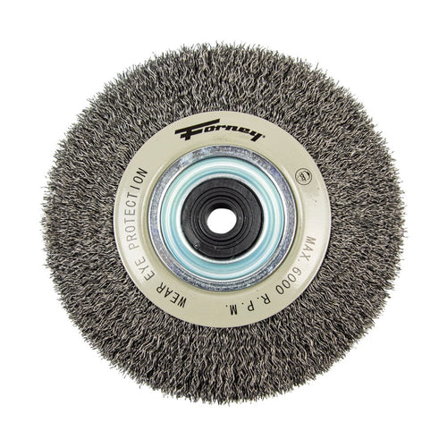 Forney Industries Command PRO Wire Wheel, Crimped, 6 in x .014 in x 1/2 in - 5/8 in