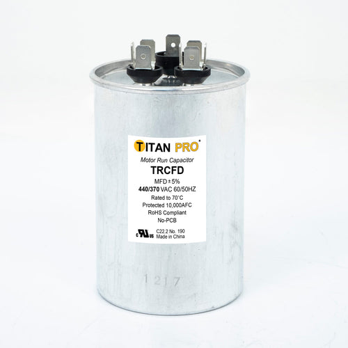 Titan Pro Run Capacitor 45+5 MFD 440/370 Volt Round (45+5 MFD 440/370 Volt (TRCFD455))