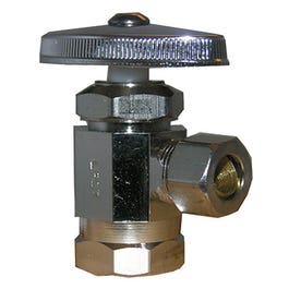 Angle Stop Valve, Chrome, 1/2-In. Female Pipe Thread Inlet x 3/8-In. O.D. Compression Outlet