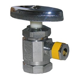 Pipe Fitting, Angle Valve, Chrome, Lead-Free, 1/2 FPT x 1/4-In. OD Compression Outlet