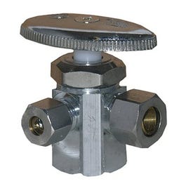 Pipe Fitting, 3-Way Valve, Chrome, Lead-Free, 1/2 FPT x 3/8 x 1/4-In. Compression