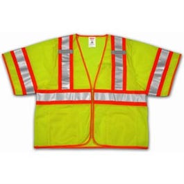 Hi-Viz Vest, ANSI 107 Class III, Lime/Yellow Polyester Mesh, Large/XL