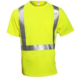 Hi-Viz T-Shirt, ANSI 107 Class II, Lime Yellow, Large