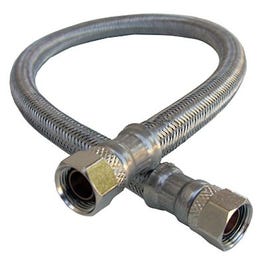 Faucet Connector, Stainless Steel, 3/8 Compression x 3/8 Compression x 16-In.