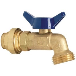 Hose Bibb Valve, Quarter-Turn, Push Fit, 1/2 MT x 3/4-In. Hose