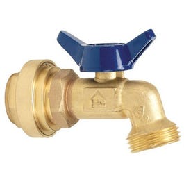 Hose Bibb Valve, Quarter-Turn, Push Fit, 3/4 MT x 3/4-In. Hose